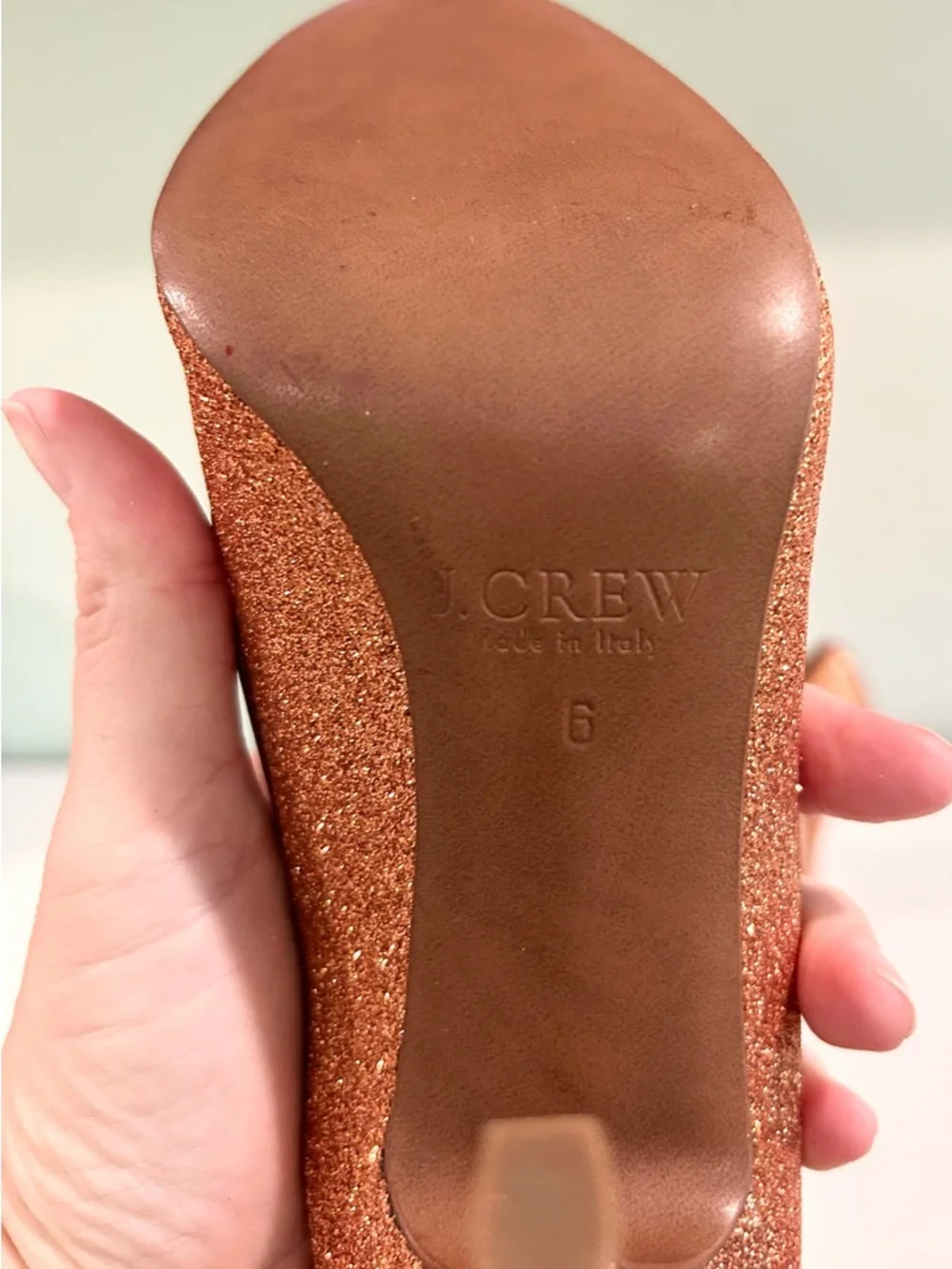J.Crew Rose Gold Glitter Pumps Heels Size 6 Wedding Party Shoes